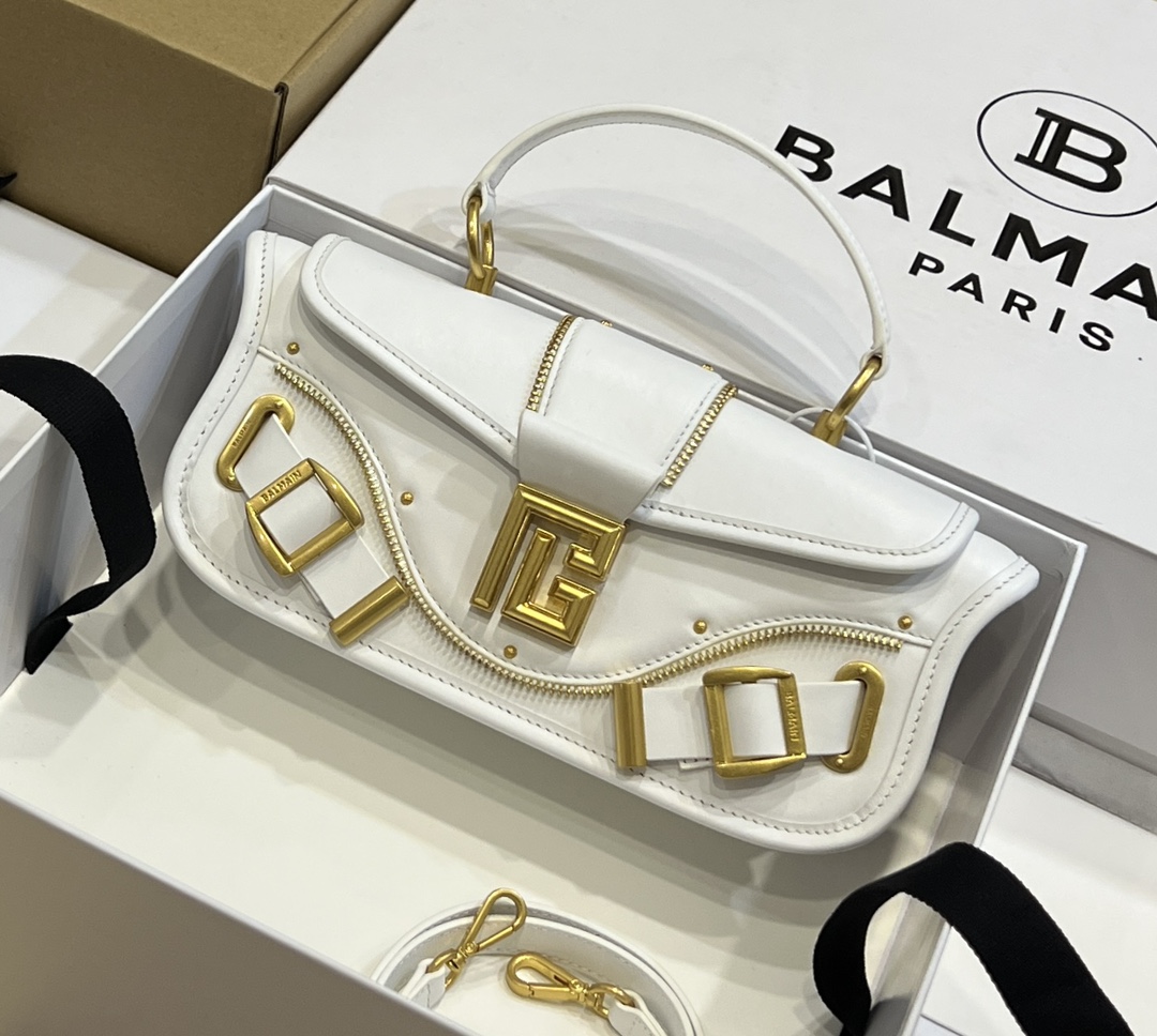 Balmain White Leather Bag - Luxury Designer Handbag