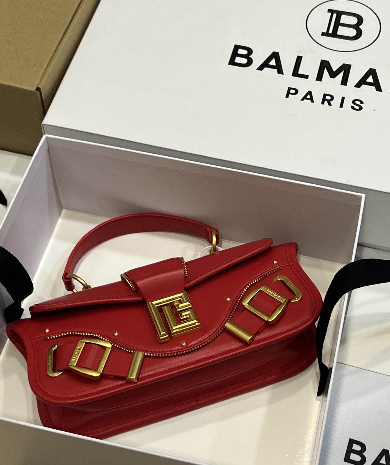 Balmain Red Leather Shoulder Bag - Balmain B-Army Red Leather Shoulder