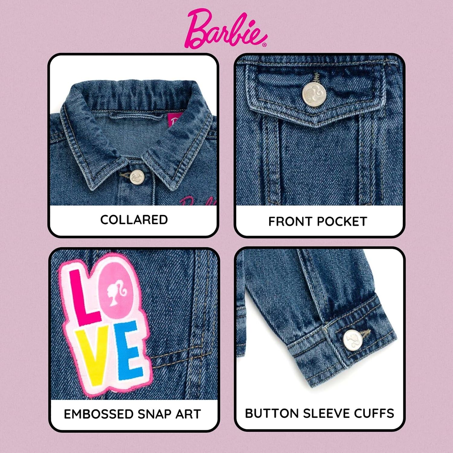 Barbie Girls Denim Jacket Little Kid to Big Kid Sizes (4-14-16)