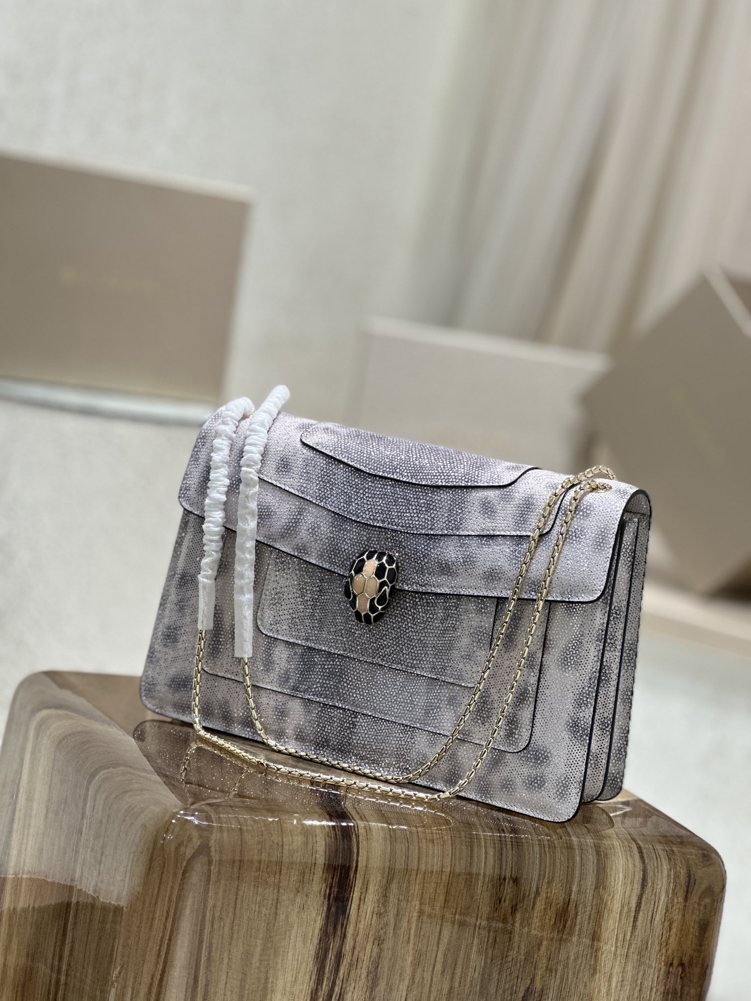 Beige Karung leather Serpenti Forever Crossbody Bag 287948 | Bvlgari