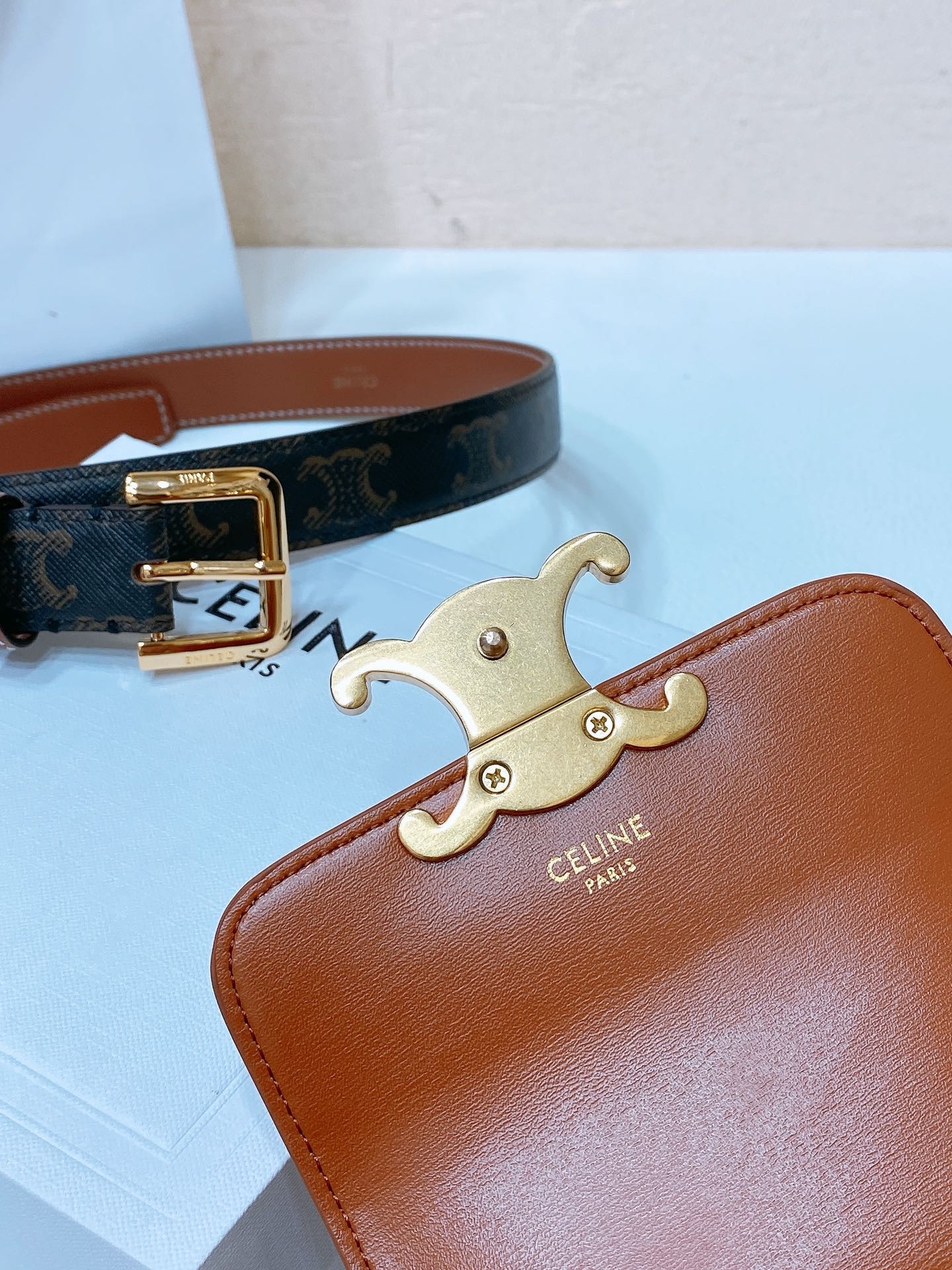 Belt bag Celine leather belt with small wallet can be used in 2 styles