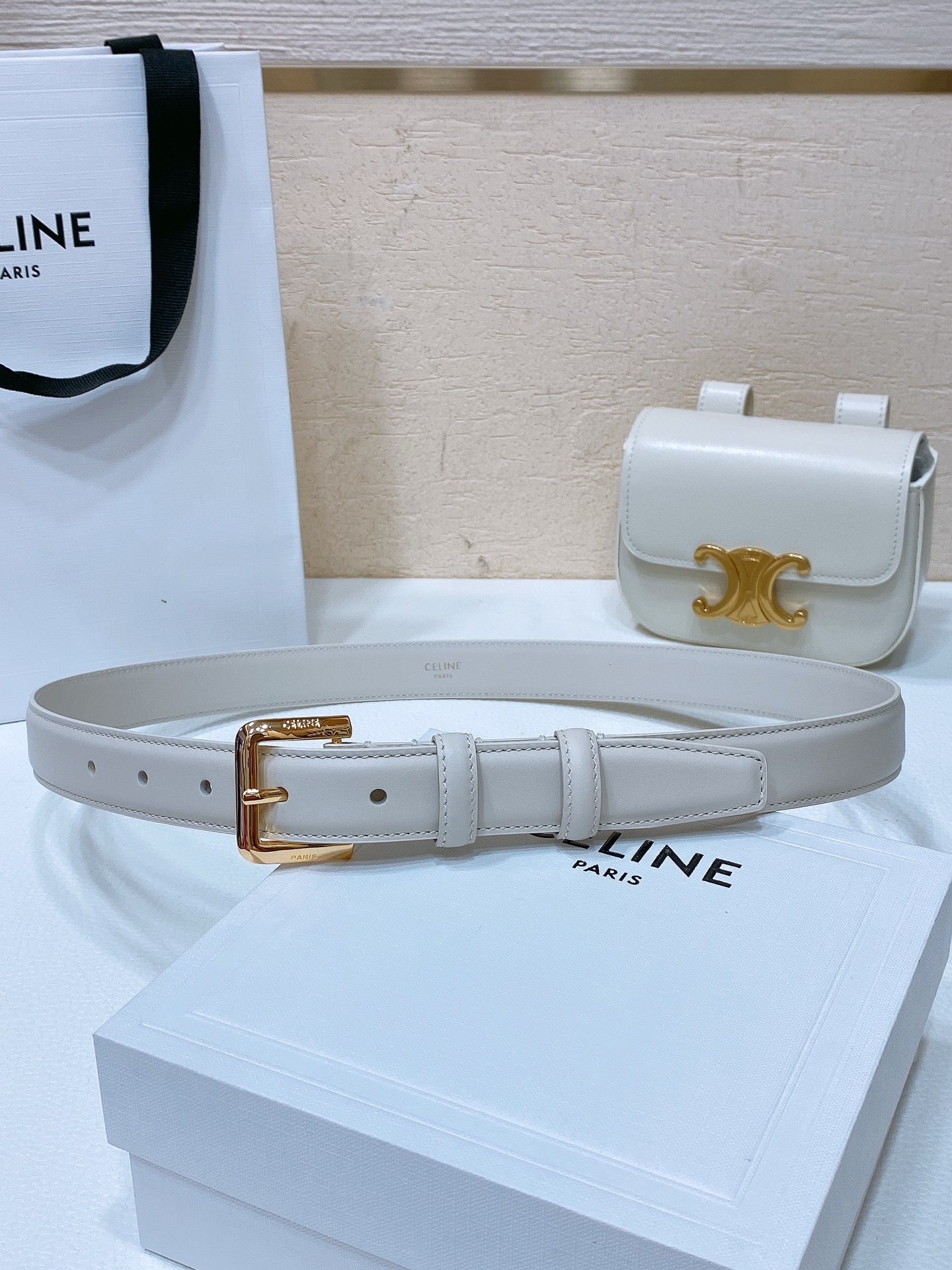 Belt bag Celine leather belt with small wallet can be used in 2 styles- White