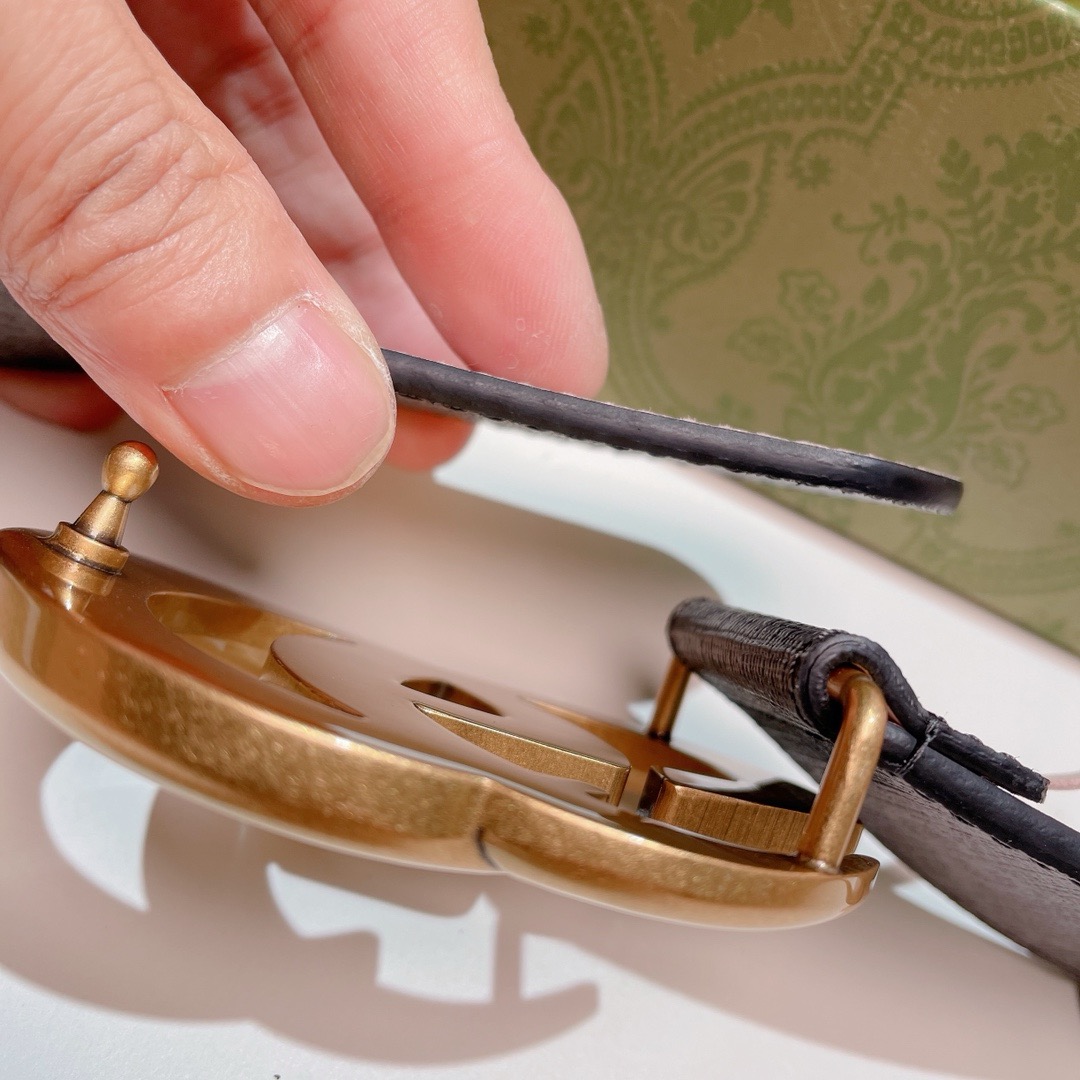 BELT GUCCI BELT BLACK/BROWN LEATHER 100% AUTHENTIC CLASSIC LOGO