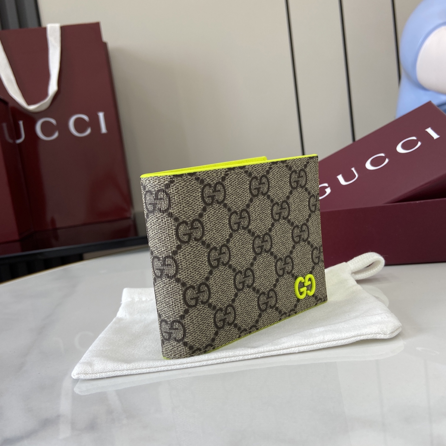 Bi-color GG long card case in Beige GG Canvas | GUCCI