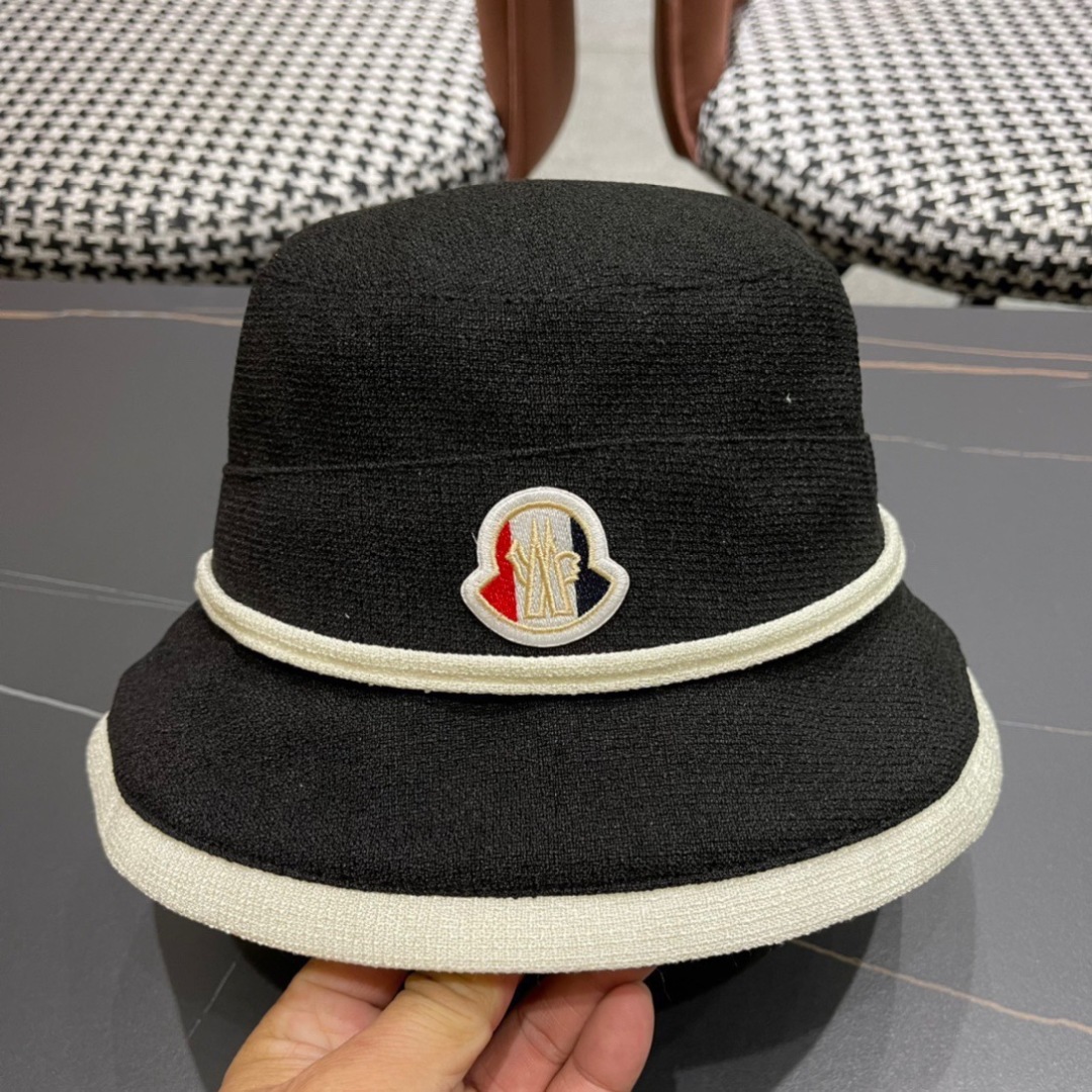 Moncler Black White Bucket Hat - Moncler Black & White Trim Bucket Hat