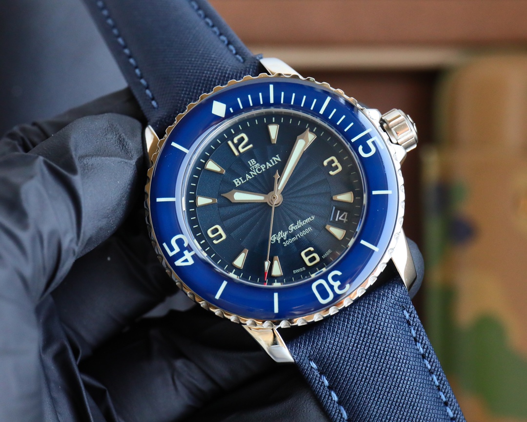 Alternative view of Blancpain Blue Canvas Strap - Blancpain Fifty Fathoms Blue - Navy