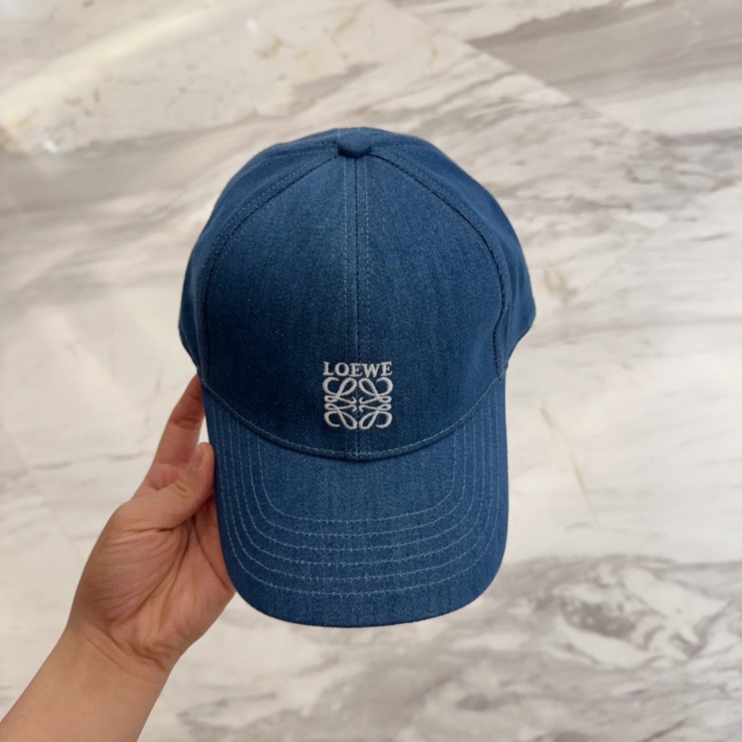Loewe Blue Denim Baseball Cap - Embroidered Anagram Logo