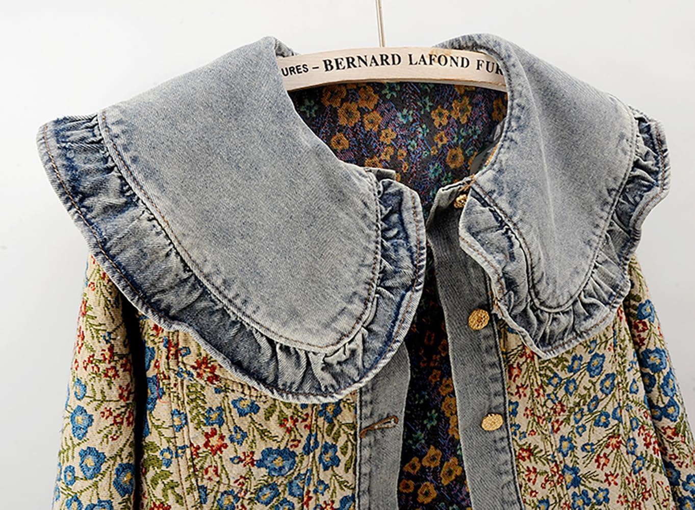 BlueFire2015 Women\u2019s Sweet Peter Pan Collar Long Sleeve Jacquard Denim Jacket