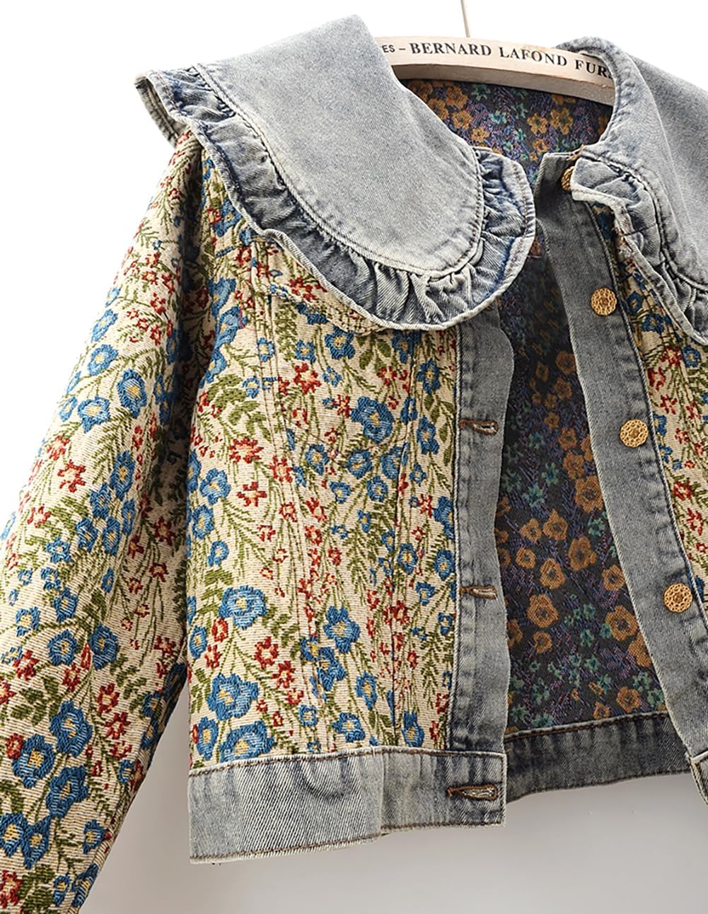 BlueFire2015 Women\u2019s Sweet Peter Pan Collar Long Sleeve Jacquard Denim Jacket
