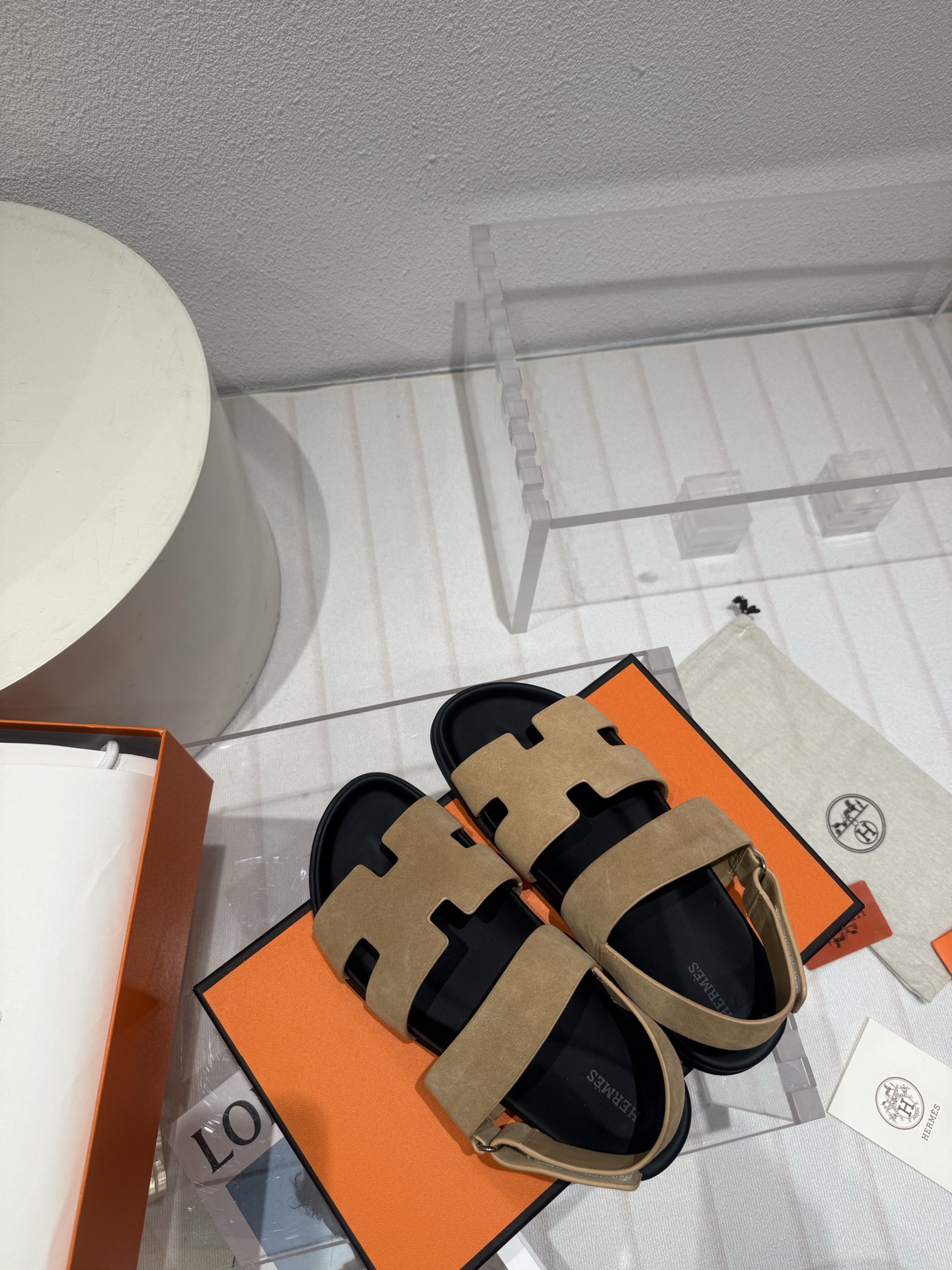 BNIB HERMES Chypre Sandals Slides Suede Naturel