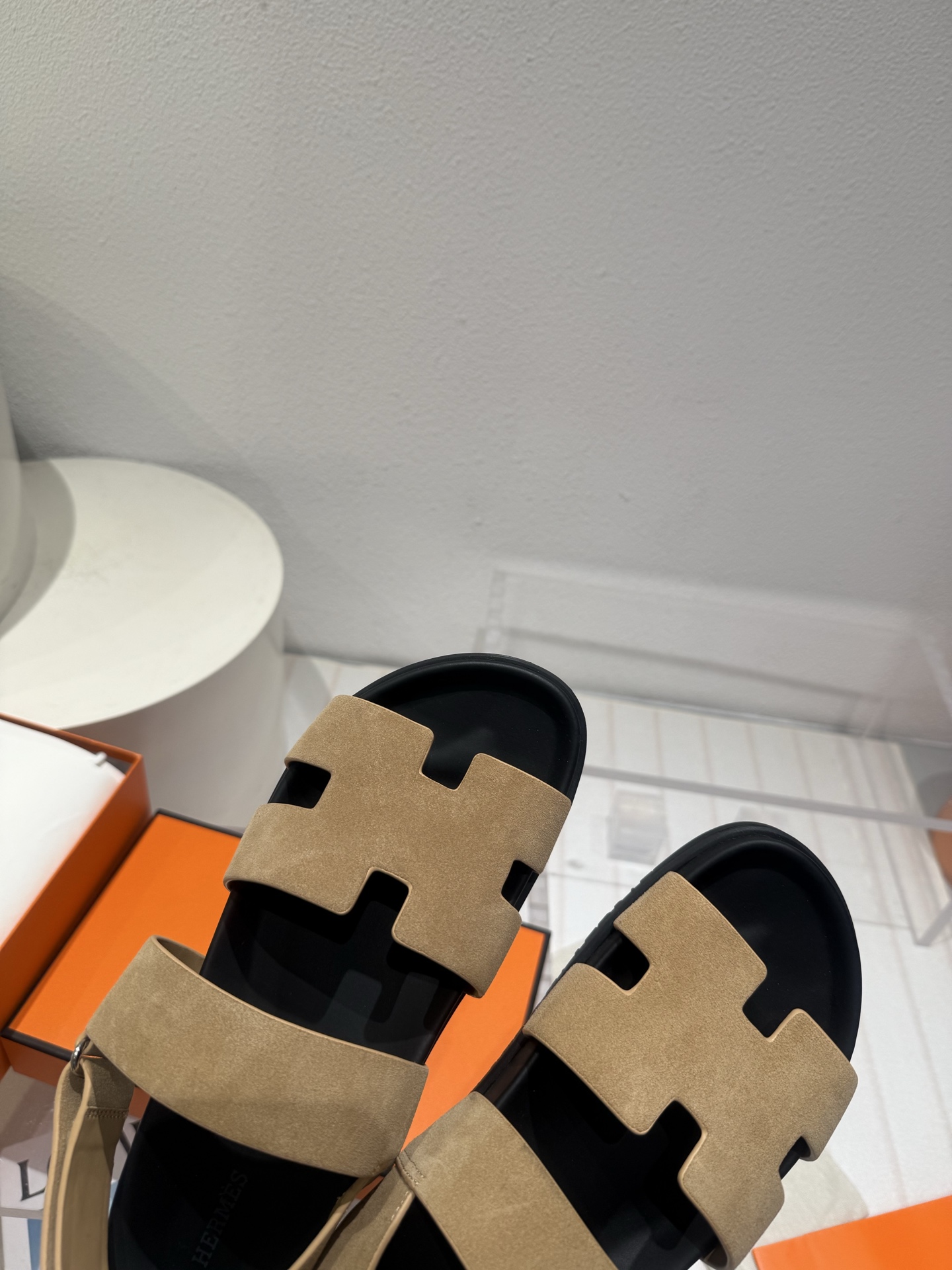 BNIB HERMES Chypre Sandals Slides Suede Naturel