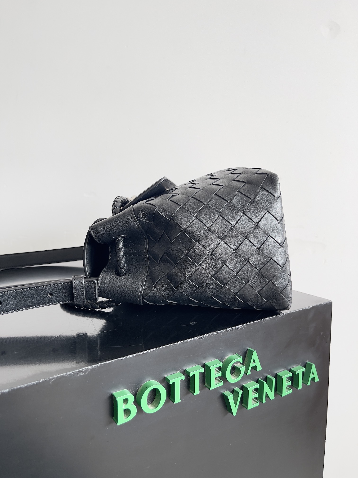 Bottega Veneta® Men's Small Andiamo Messenger in Black