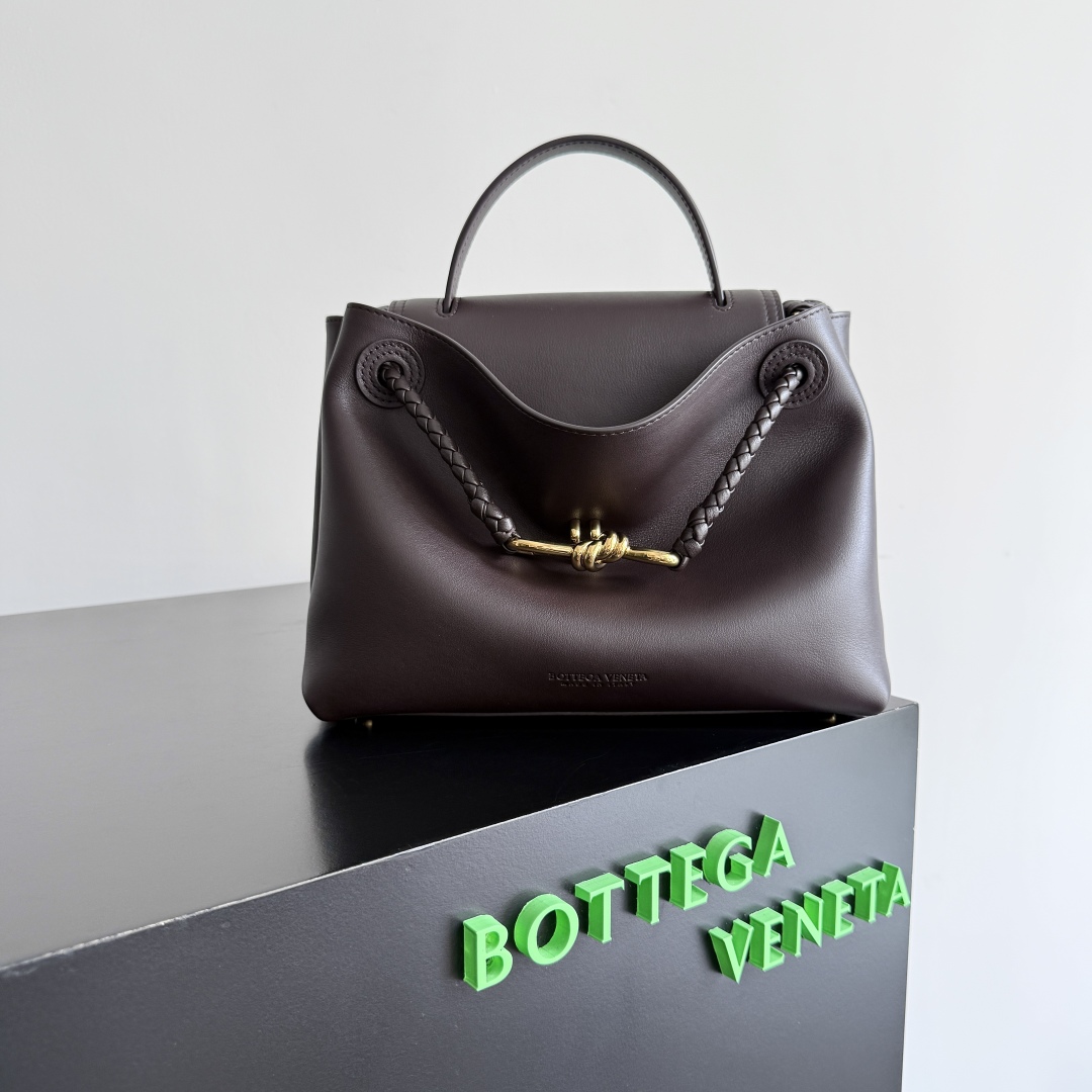 Dark Brown Knot Top Handle Bag