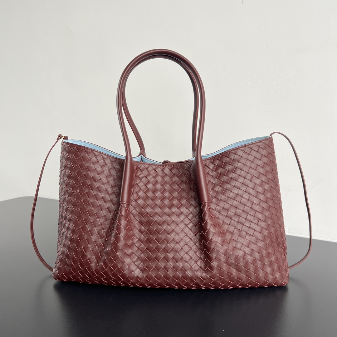 Burgundy Woven Leather Tote
