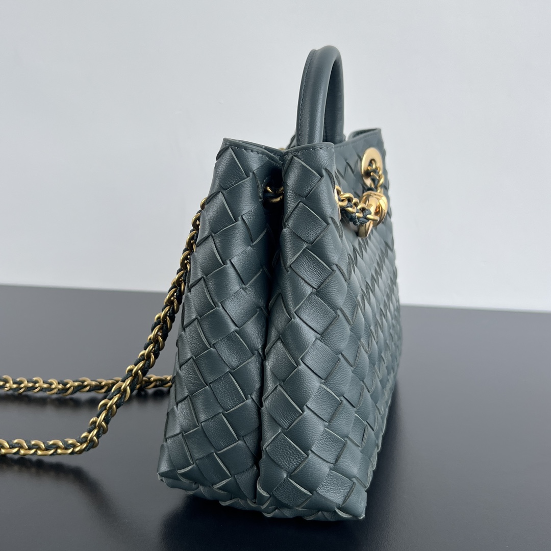 Bottega Veneta Small Andiamo Slate Dark Grey  blue Intrecciato Handbag at