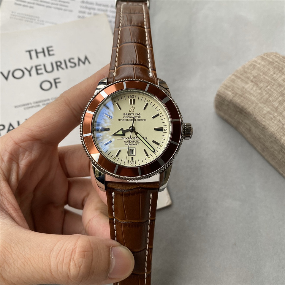 Breitling Brown Leather Cream - Breitling Superocean Heritage Brown - Image 5