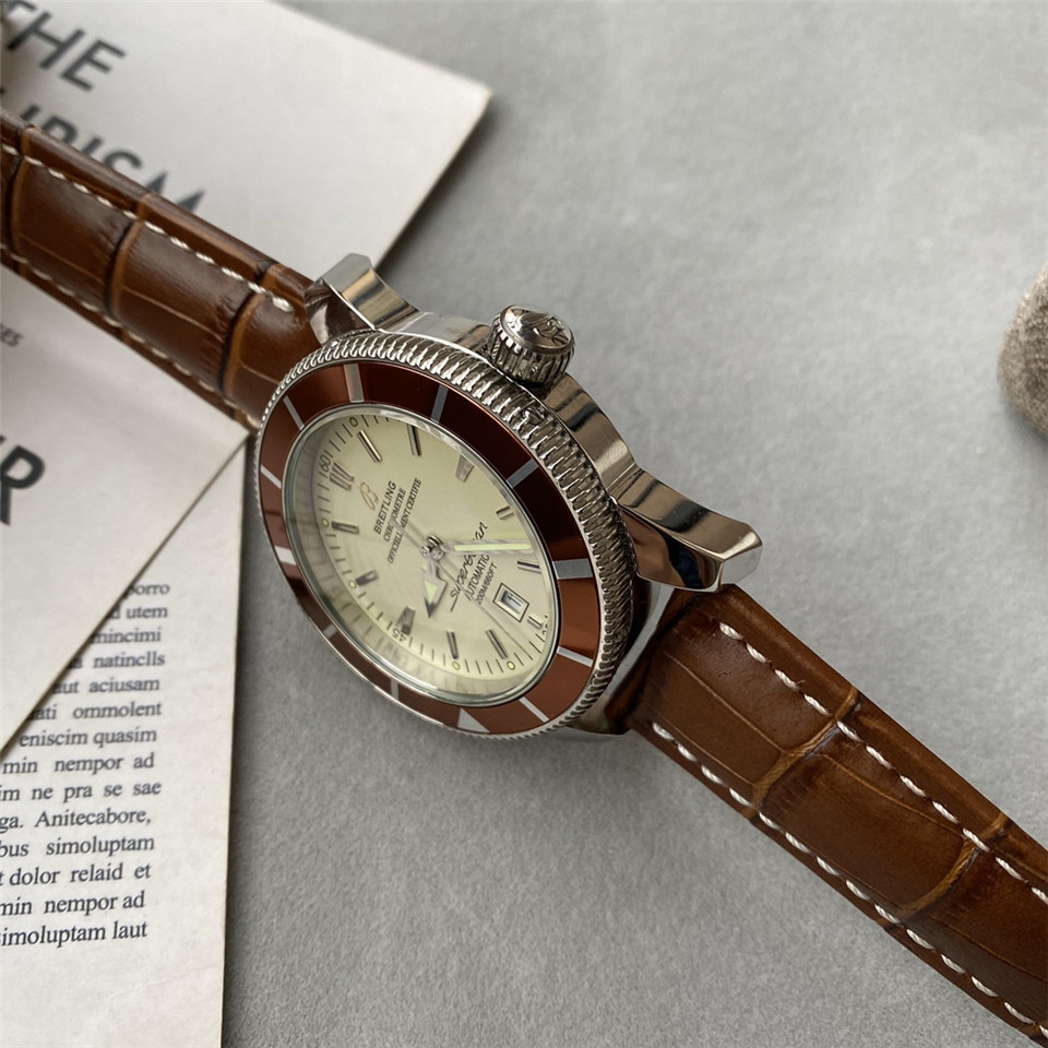 Breitling Brown Leather Cream - Breitling Superocean Heritage Brown - Image 6