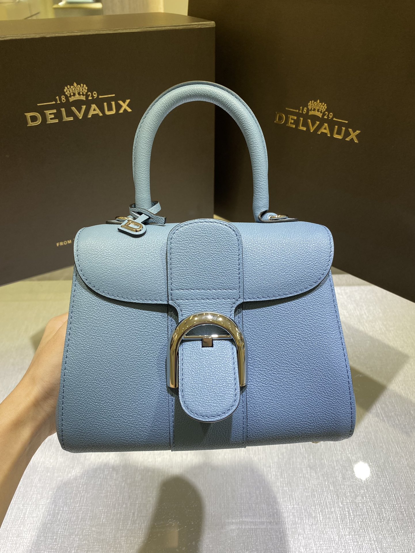 Brillant leather crossbody bag Delvaux blue  in Leather