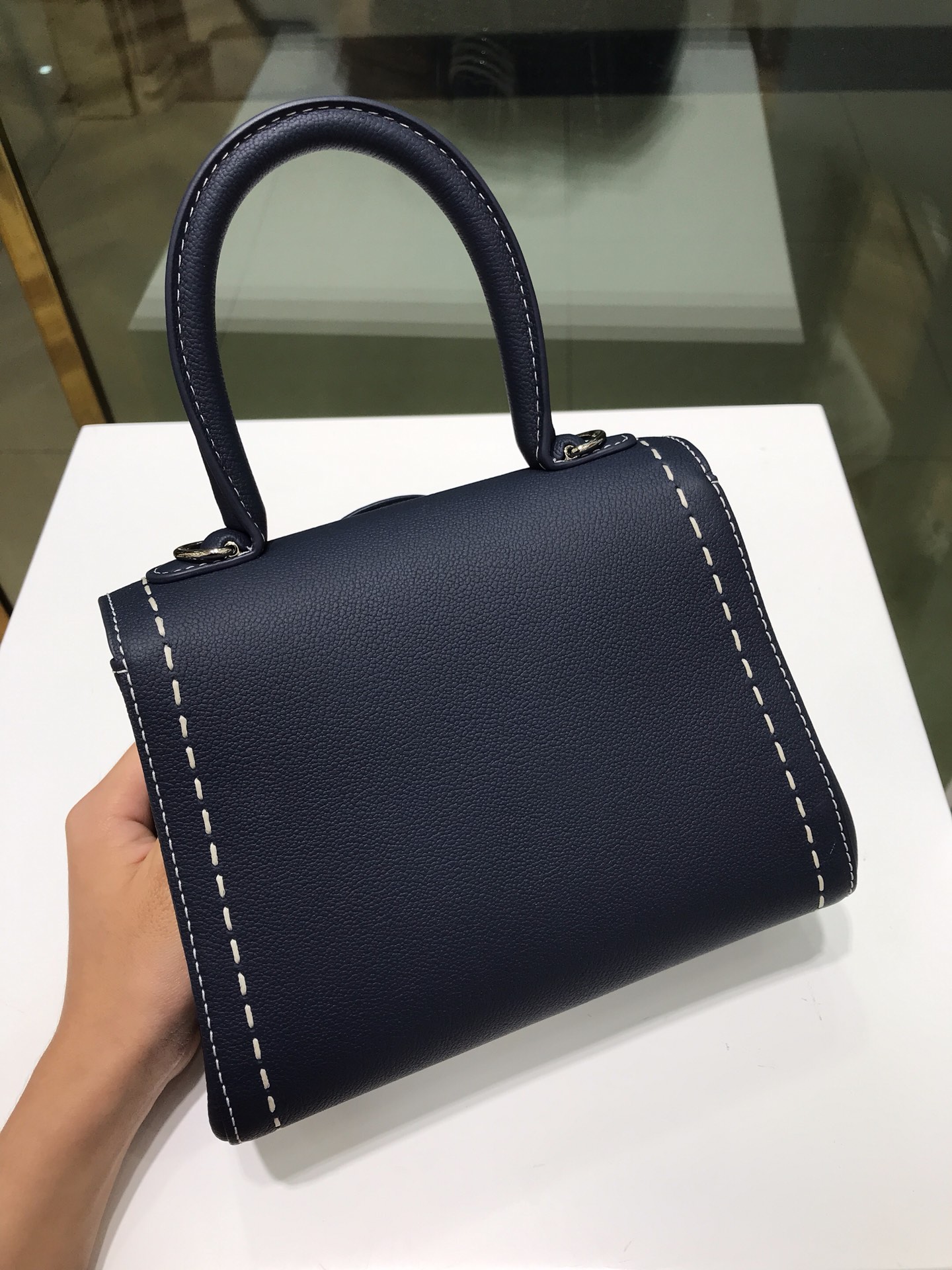 Brillant leather handbag Delvaux BLUE NAVY in Leather -