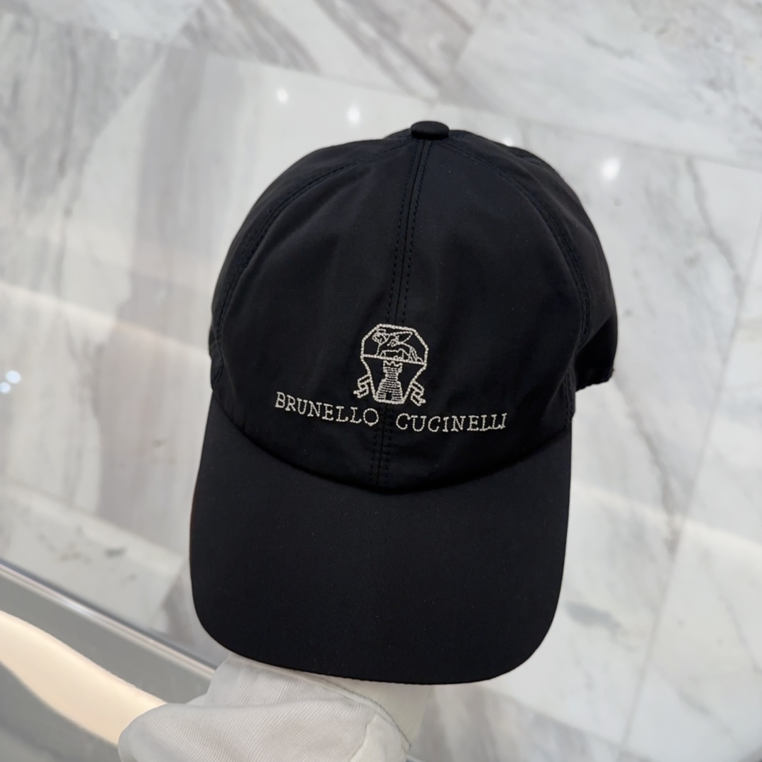 Brunello Cucinelli Black Logo Cap - Designer Hat