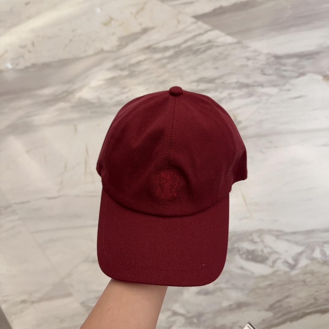 Hermes Burgundy Cotton Cap - Embroidered Logo