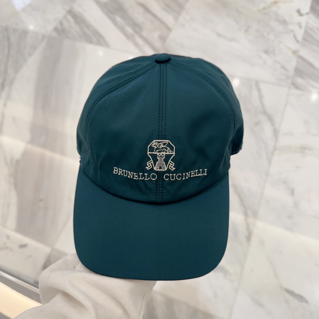 Brunello Cucinelli Teal Nylon Cap - Embroidered Logo