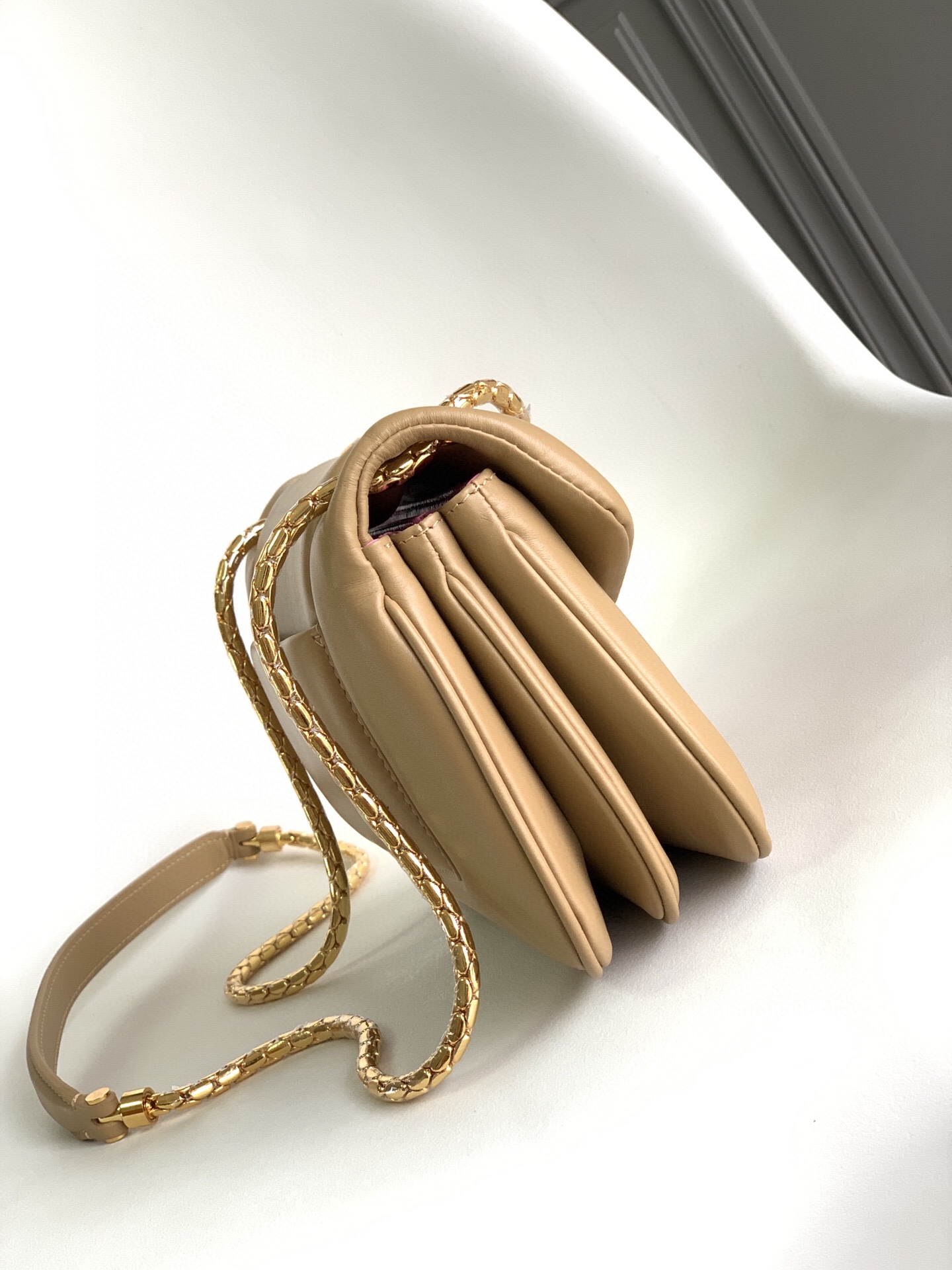 Bulgari BVLGARI Serpenti 292414 SHOUDER BAG AMBER COLOR Beige Leather - Bvlgari 0499