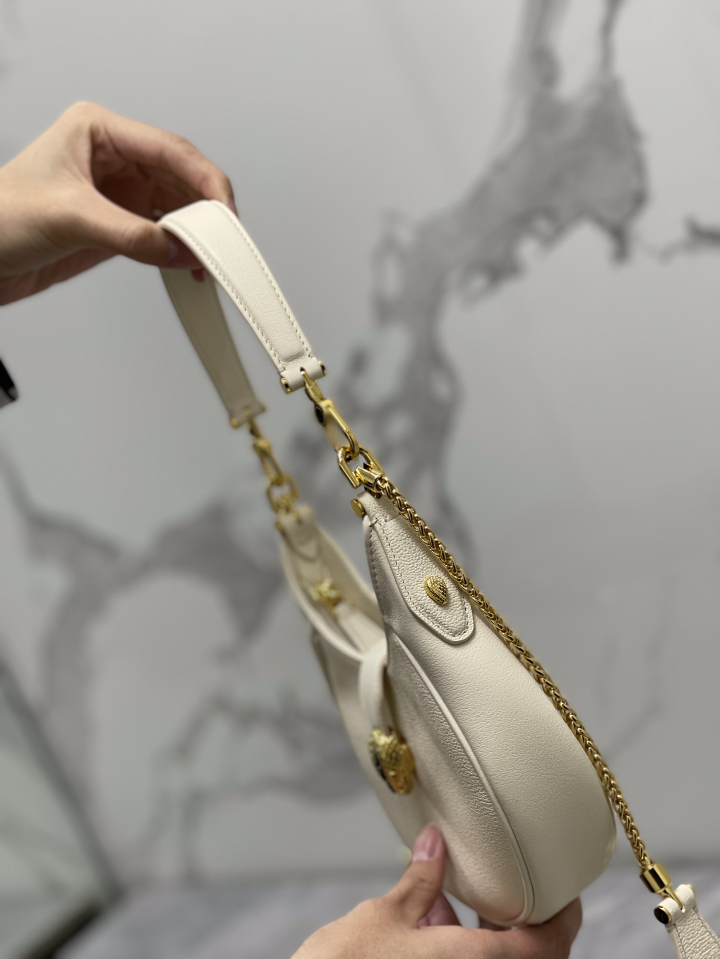 Bulgari Bvlgari Serpenti Leather Shoulder Bag Beige