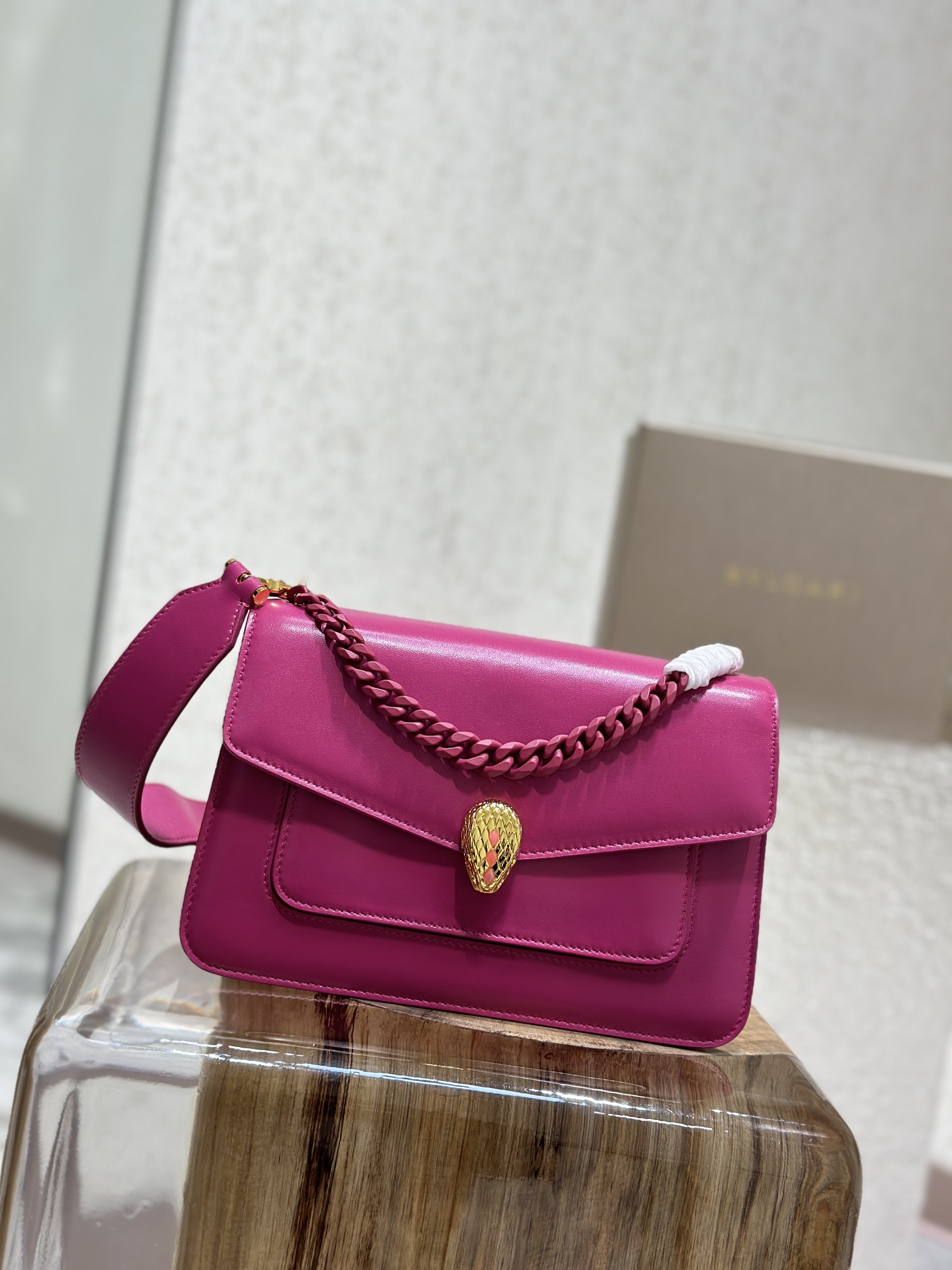 BULGARI Calfskin Serpenti Forever Crossbody Bag Plum