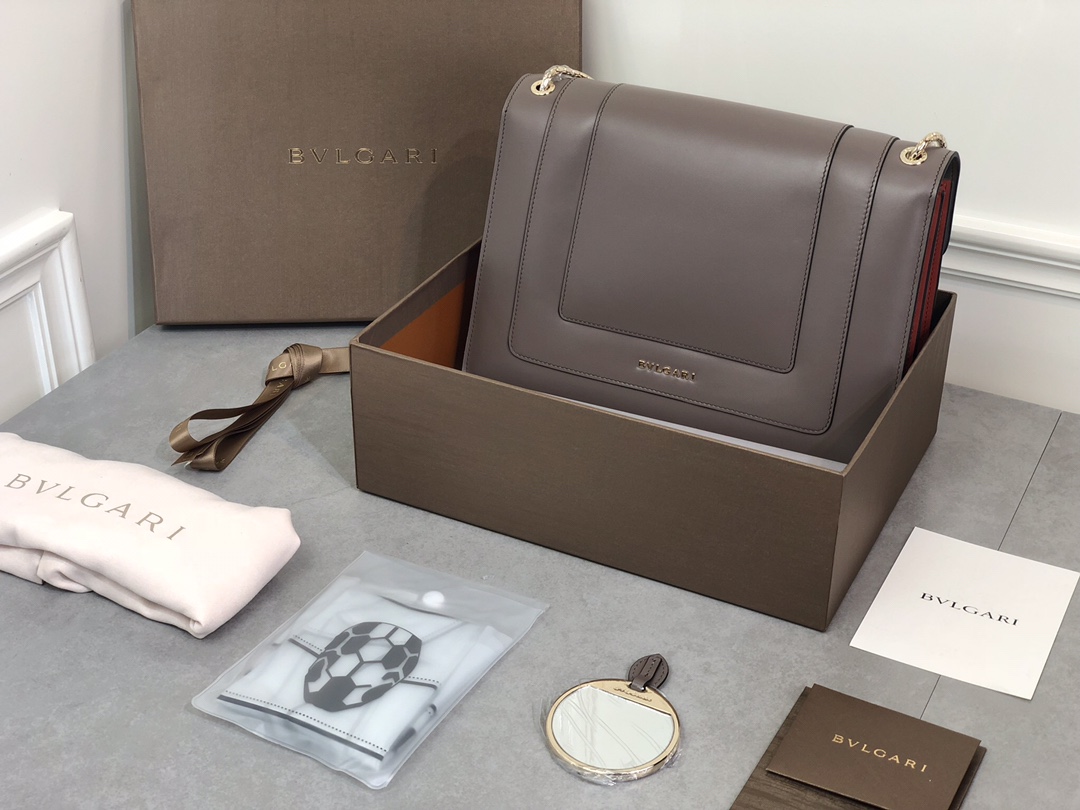 BULGARI Calfskin Serpenti Forever Shoulder Bag Plum Bvlgari 5249