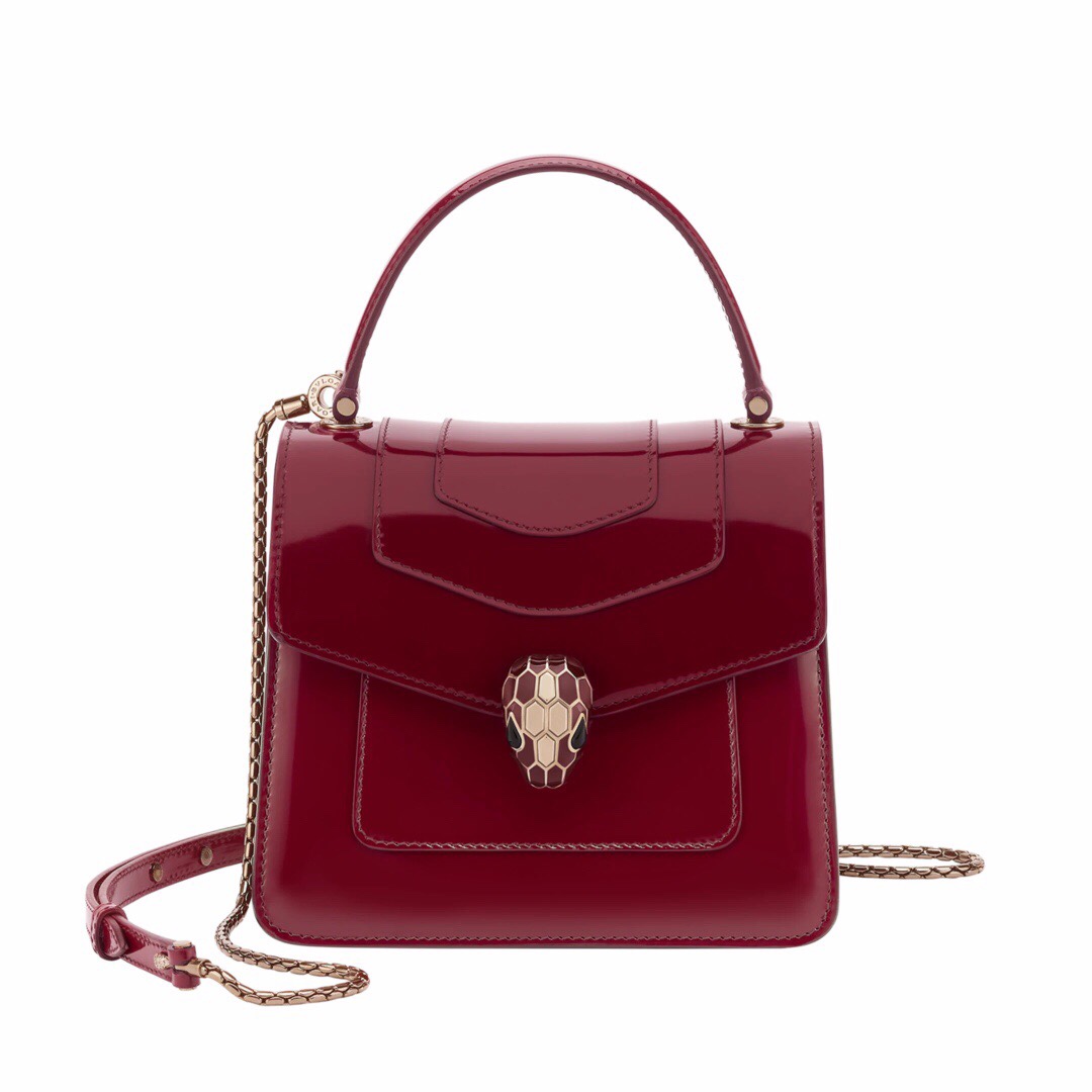 BULGARI Metallic Calfskin Serpenti Forever Top Handle