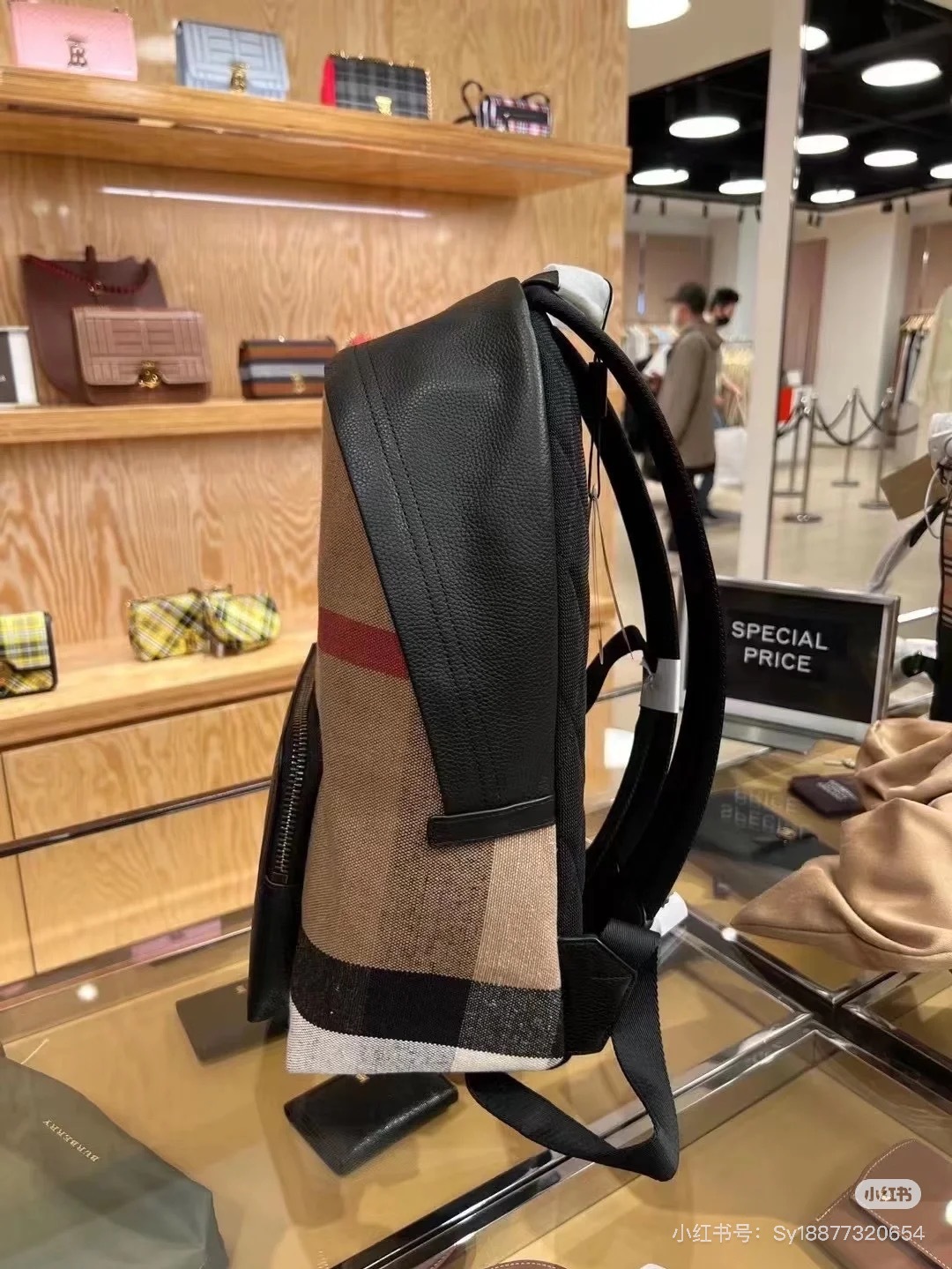 Burberry Abbeydale House Check Canvas and Leather Backpack Large Tan/Black in Canvas - US