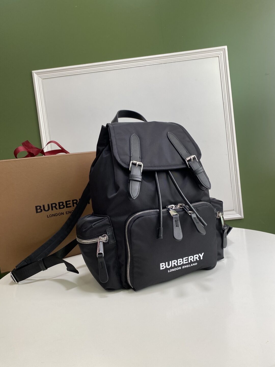 Burberry Backpack Black Re Nylon Medium Cloth ref.1092912