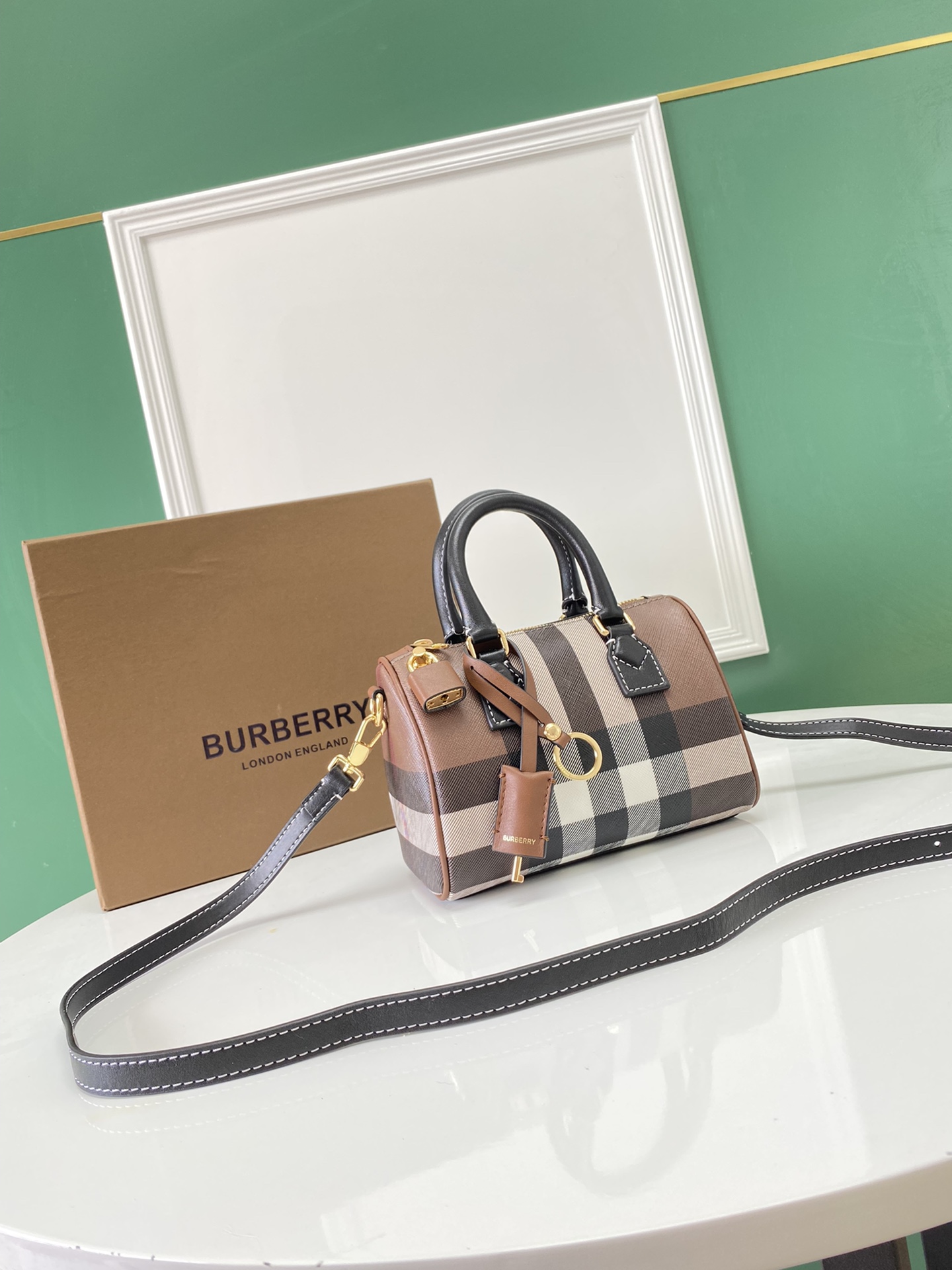Burberry | Bags | Burberry Mini Check Bowling Bag Dark Birch Burberry 01169