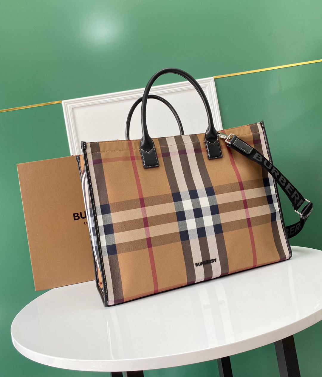 Burberry Beige Check Denny Tote Burberry