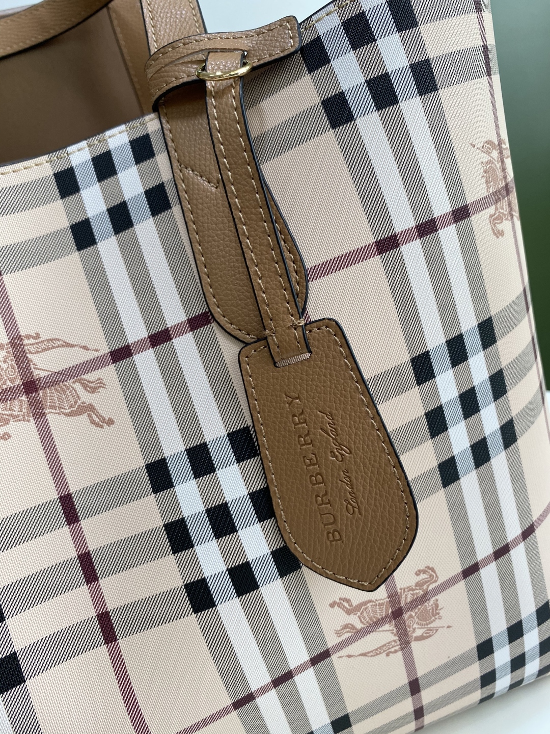 Burberry Beige Leather and Haymarket Check Coated Burberry  00839