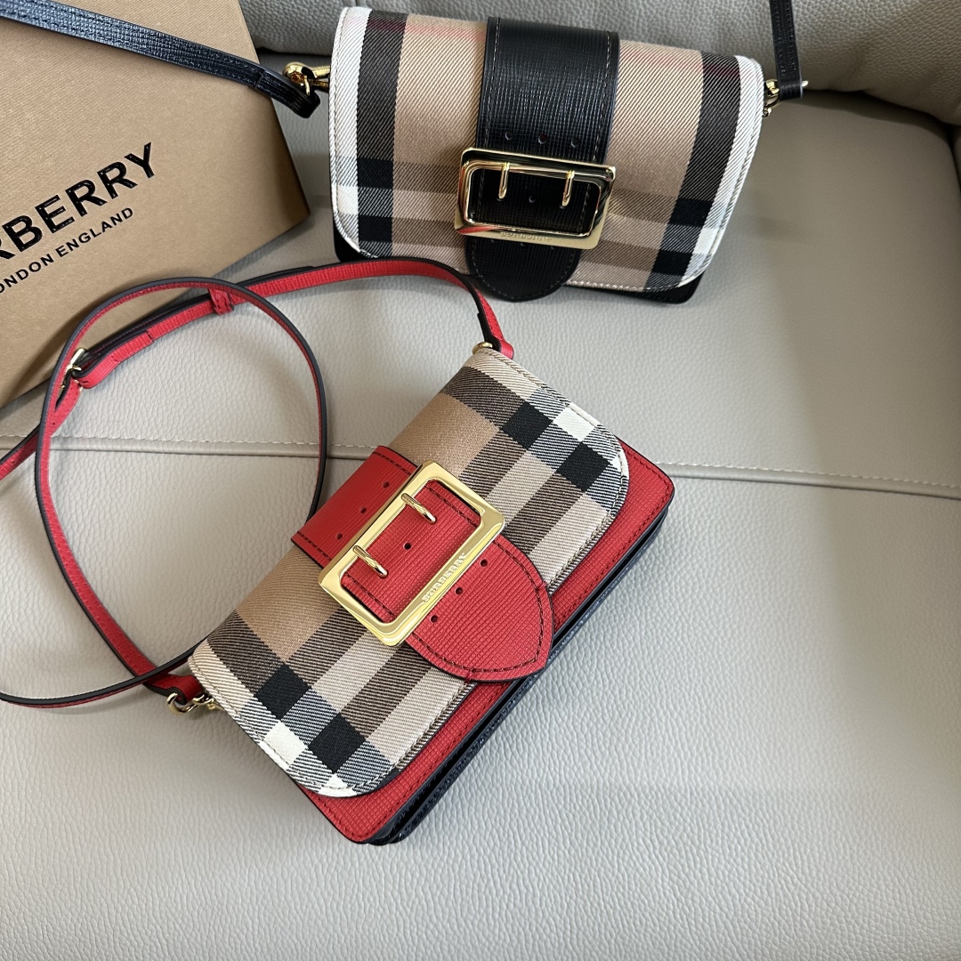 Burberry Beige/Red House Check Canvas and Leather Small Bridle Madison Buckle Bag Burberry | TLC