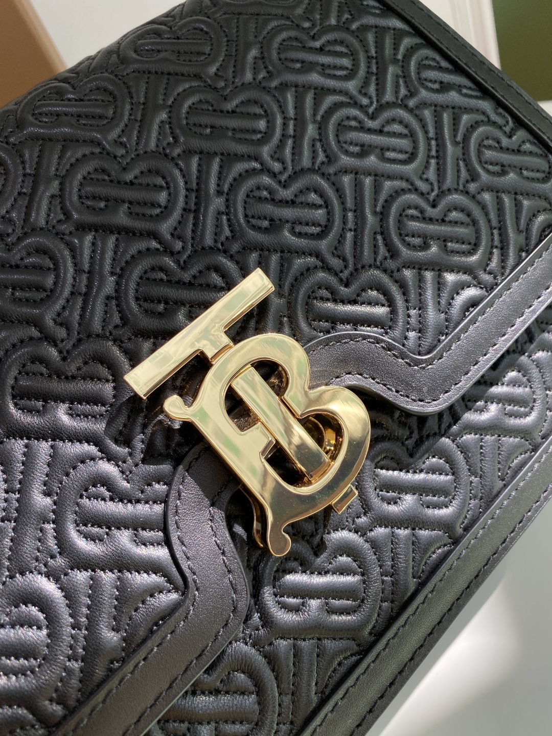 Burberry Black Embossed Leather TB Monogram MediuBurberry 02649