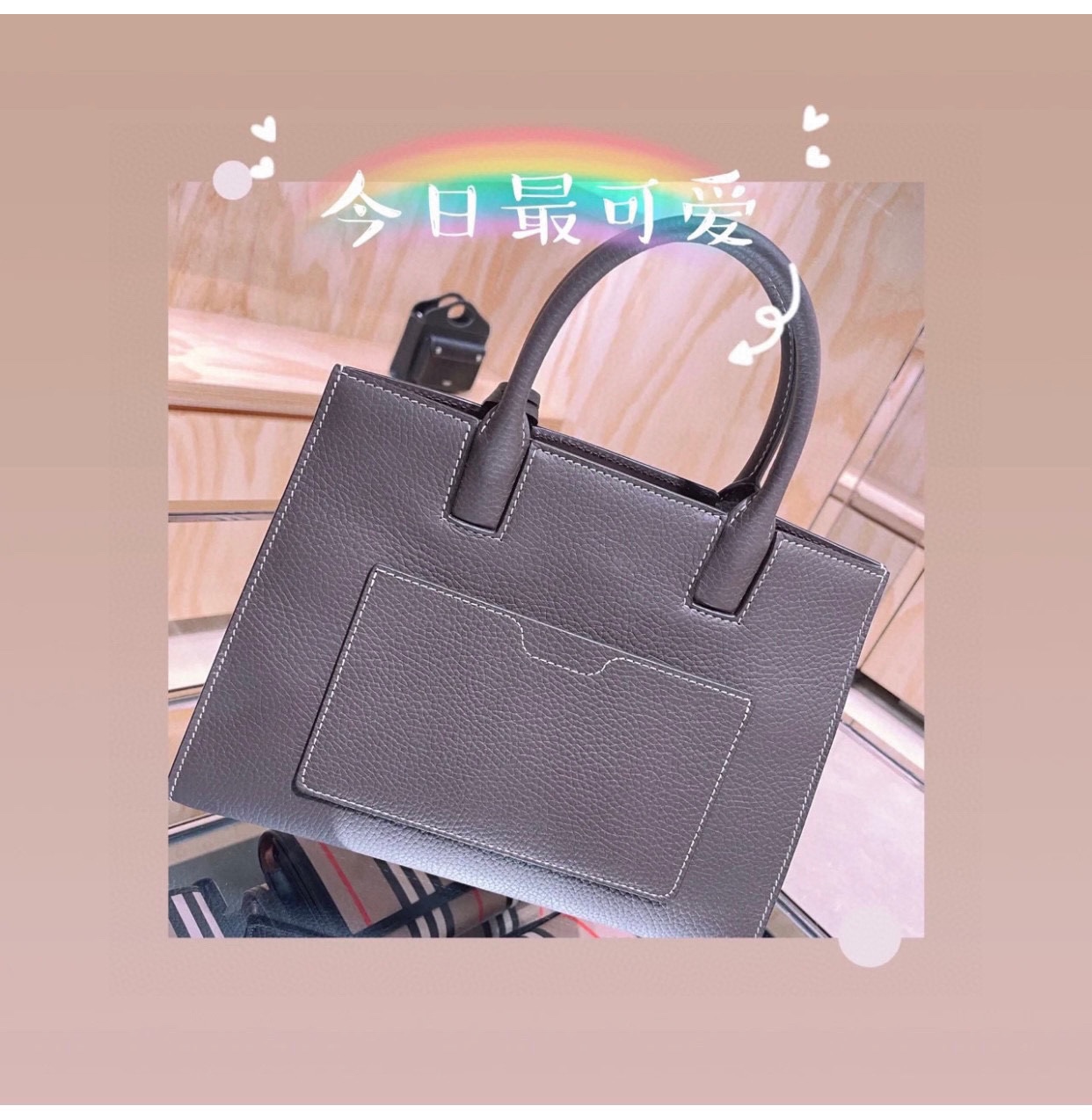 Burberry Black Mini Leather Tote gray  Burberry