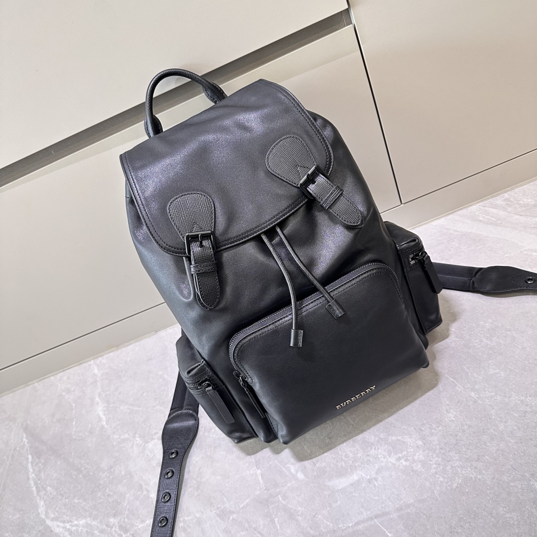 BURBERRY Black Silver Leather Pre Loved Backpack | eBay