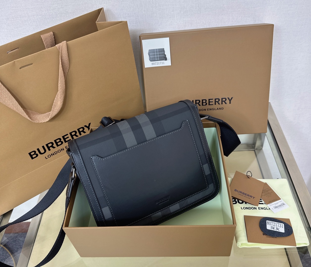 Burberry Black Small Alfred Messenger Bag In Charcoal
