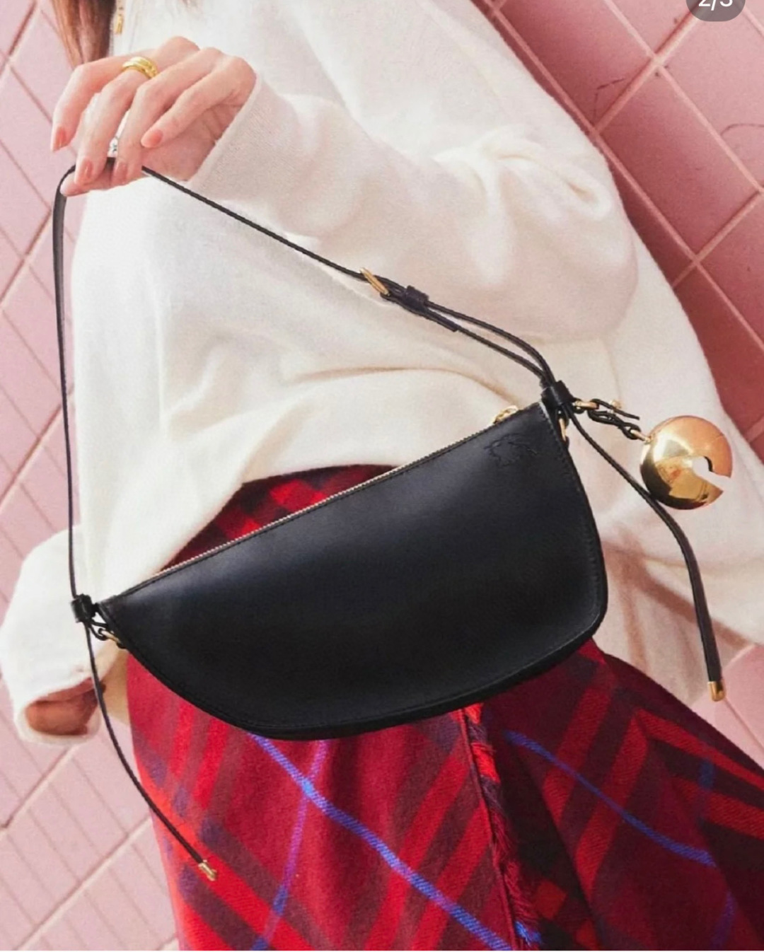 BURBERRY Calfskin Mini Shield Sling Bag Black 1644563 |