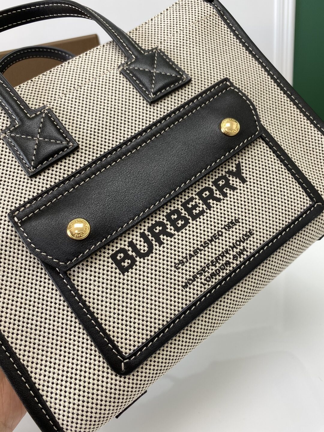 BURBERRY Canvas Smooth Calfskin Mini Two Tone Freya