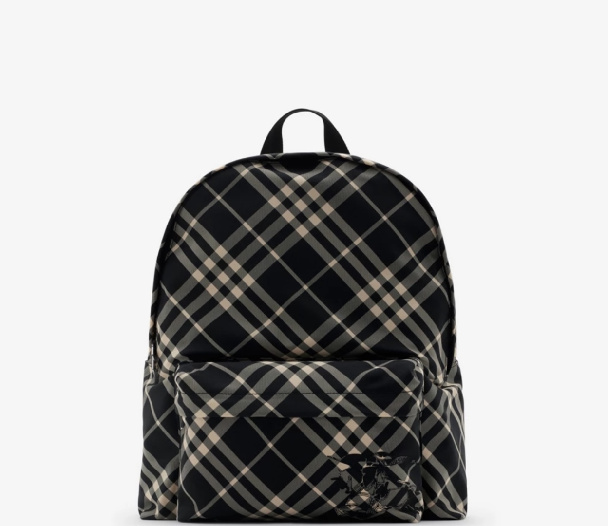 black Burberry Check Canvas Backpack