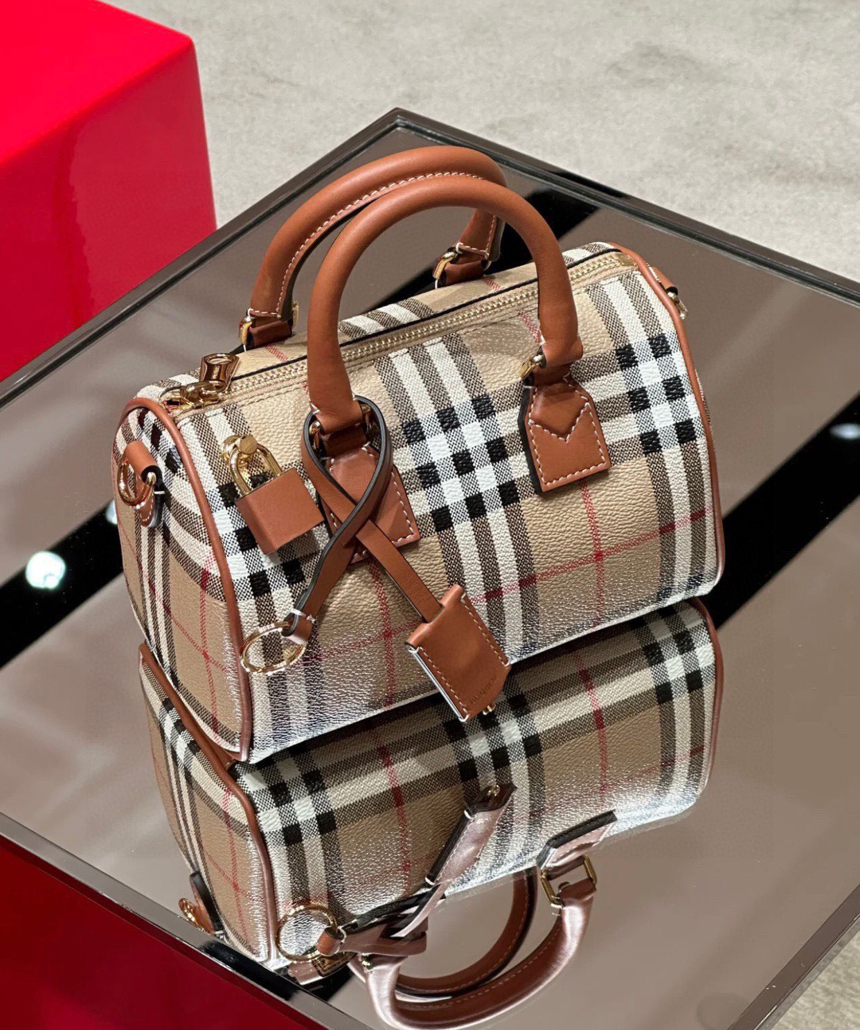 Burberry Check Bowling Mini Bag | Neutrals BURBERRY  04779