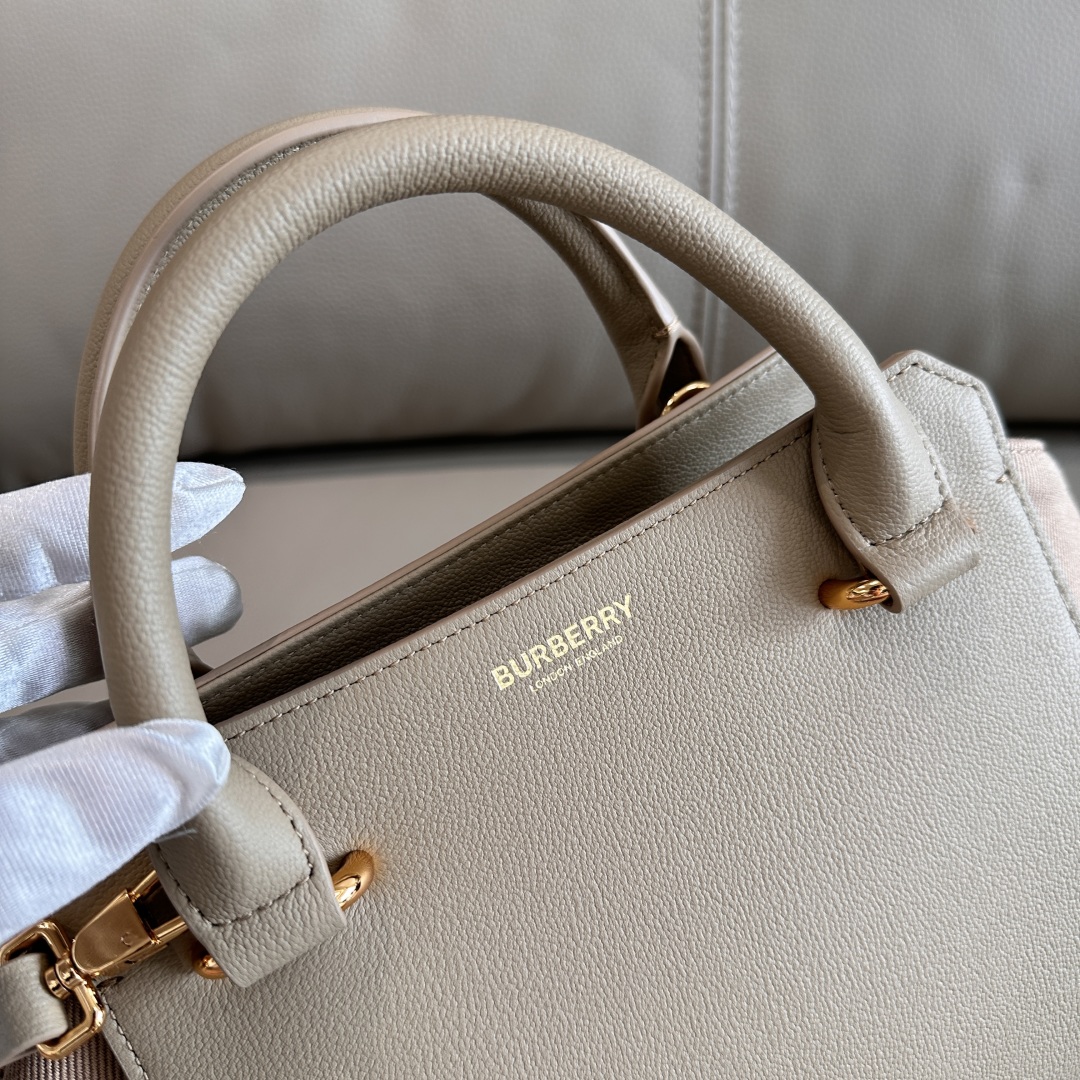 Burberry Check Canvas & Leather Shoulder Bag in Natural