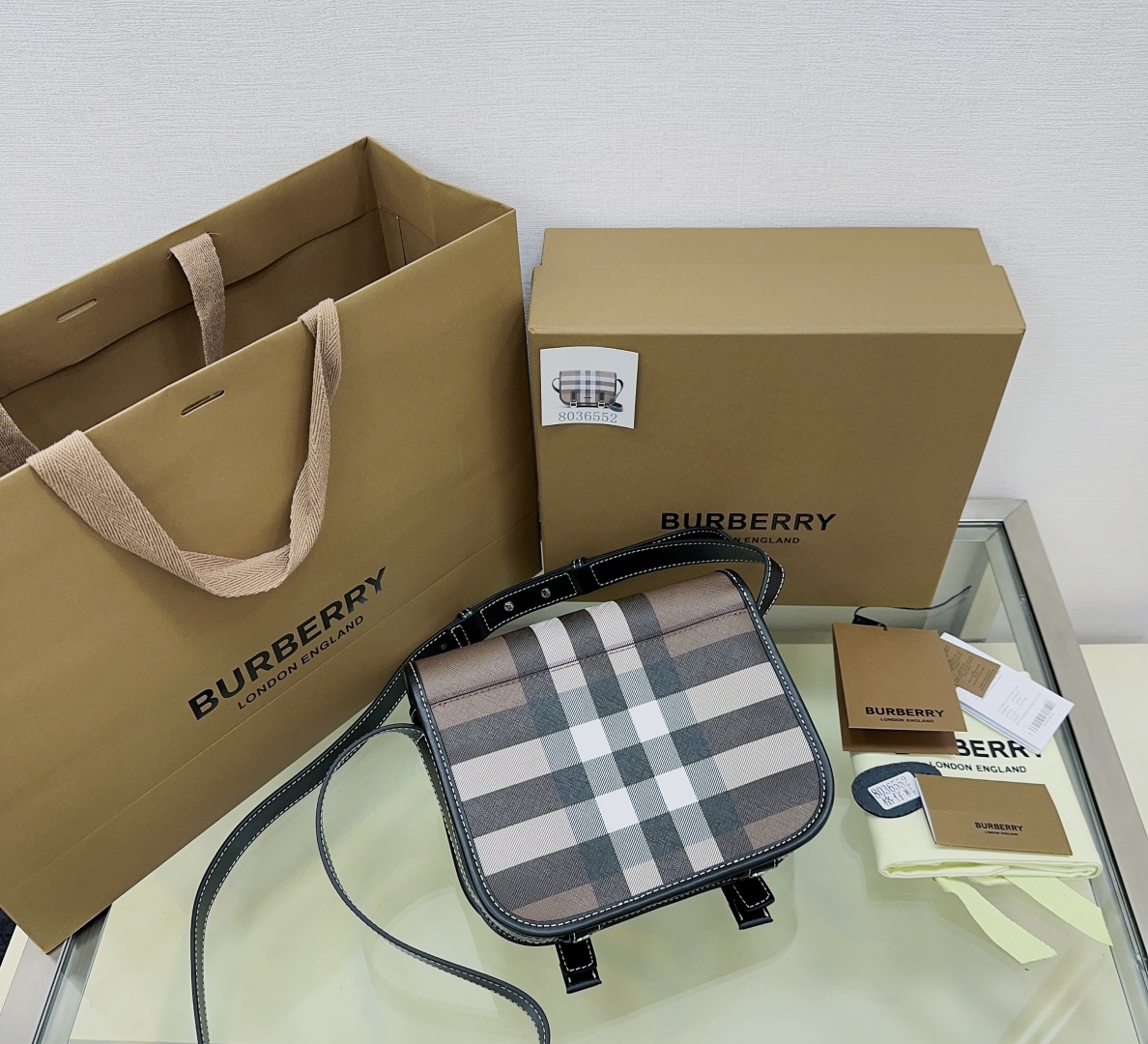 Burberry Checked Leather Shoulder Bag Messenger Bag