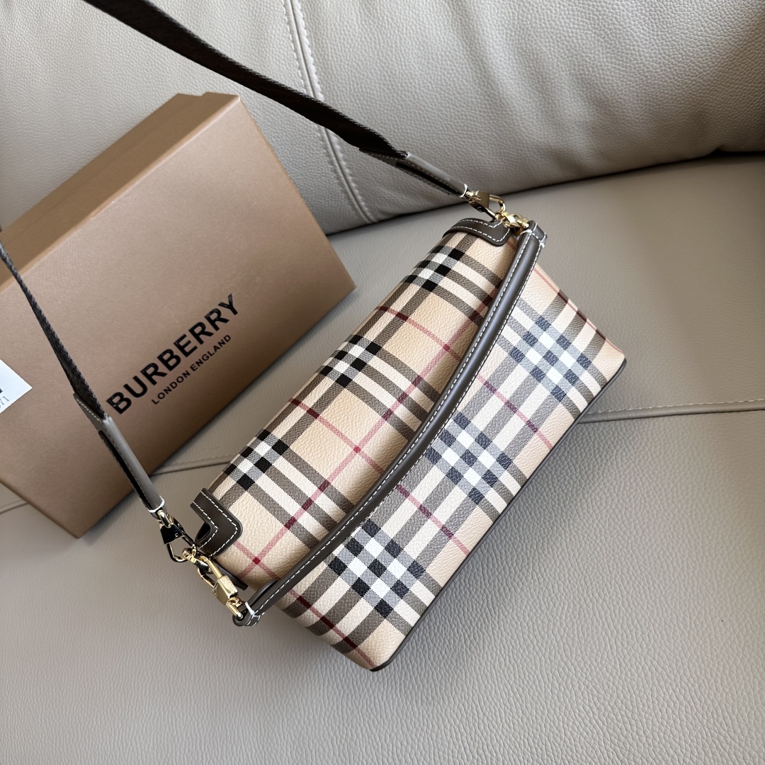 BURBERRY Coated Canvas Calfskin Vintage Check Small