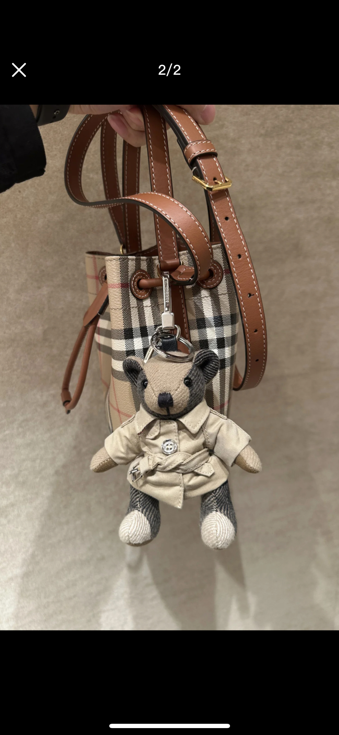 Burberry Cream Burgundy Fabric and Leather Pocket Bag