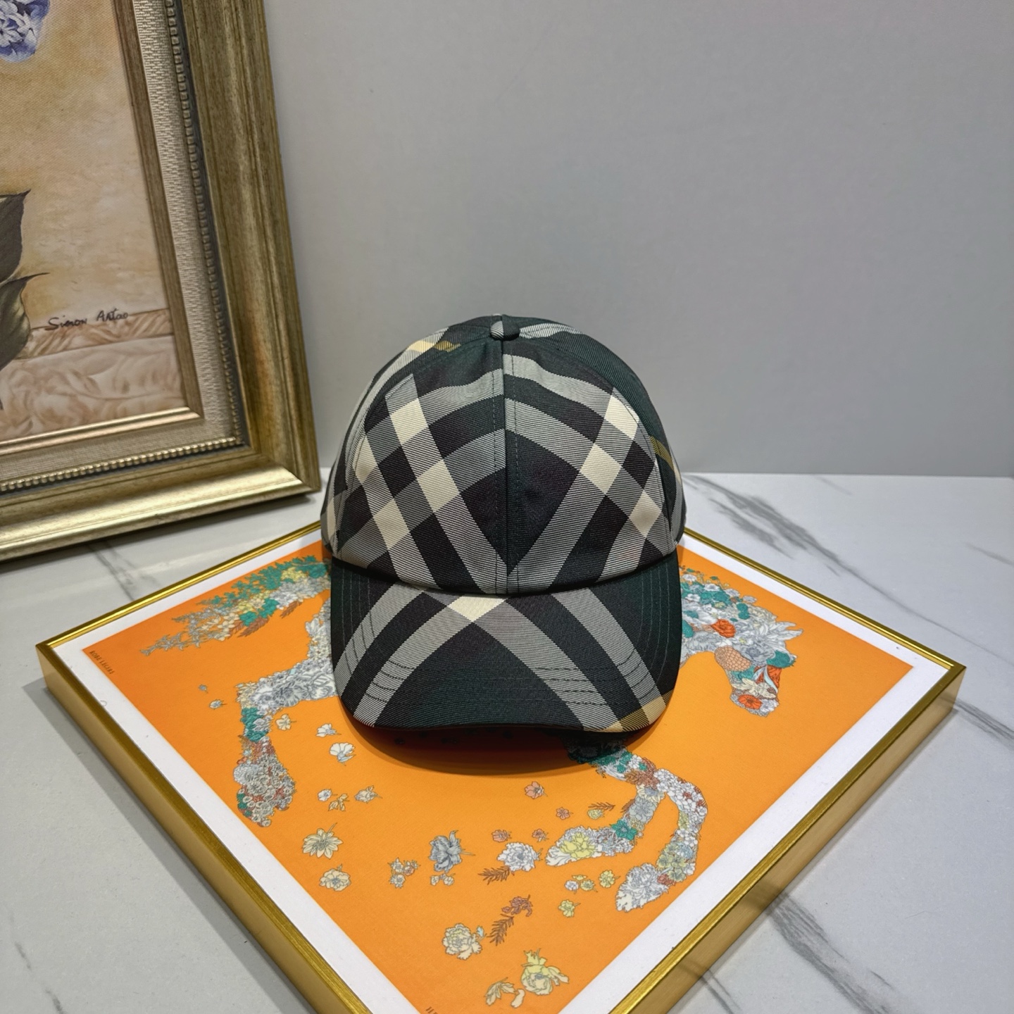 Burberry Green Check Baseball Cap - Designer Headwear